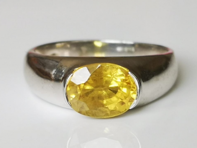 Bague en Argent, saphir jaune  de 3.25 carats avec certificat 2