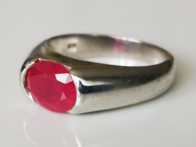 Bague argent rubis de Birmanie  de 2.88 cts  avec certificat 2