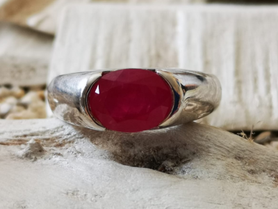 Bague argent rubis de Birmanie  de 2.88 cts  avec certificat 2
