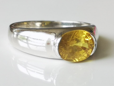 Bague en Argent, saphir jaune  de 3.25 carats avec certificat 2