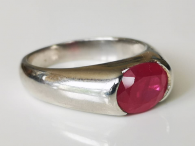 Bague argent rubis de Birmanie  de 2.88 cts  avec certificat 2