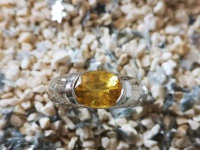 Bague en Argent, saphir jaune  de 3.25 carats avec certificat 2