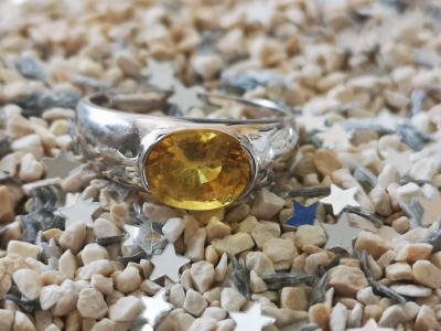 Bague en Argent, saphir jaune  de 3.25 carats avec certificat 2