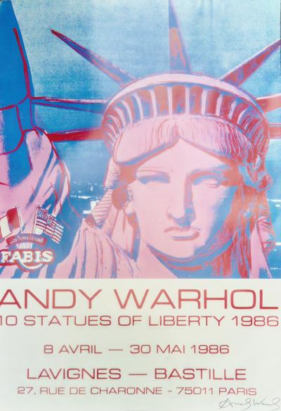 Andy Warhol - 10 statues of Liberty, 1986, Affiche signée à la main 2
