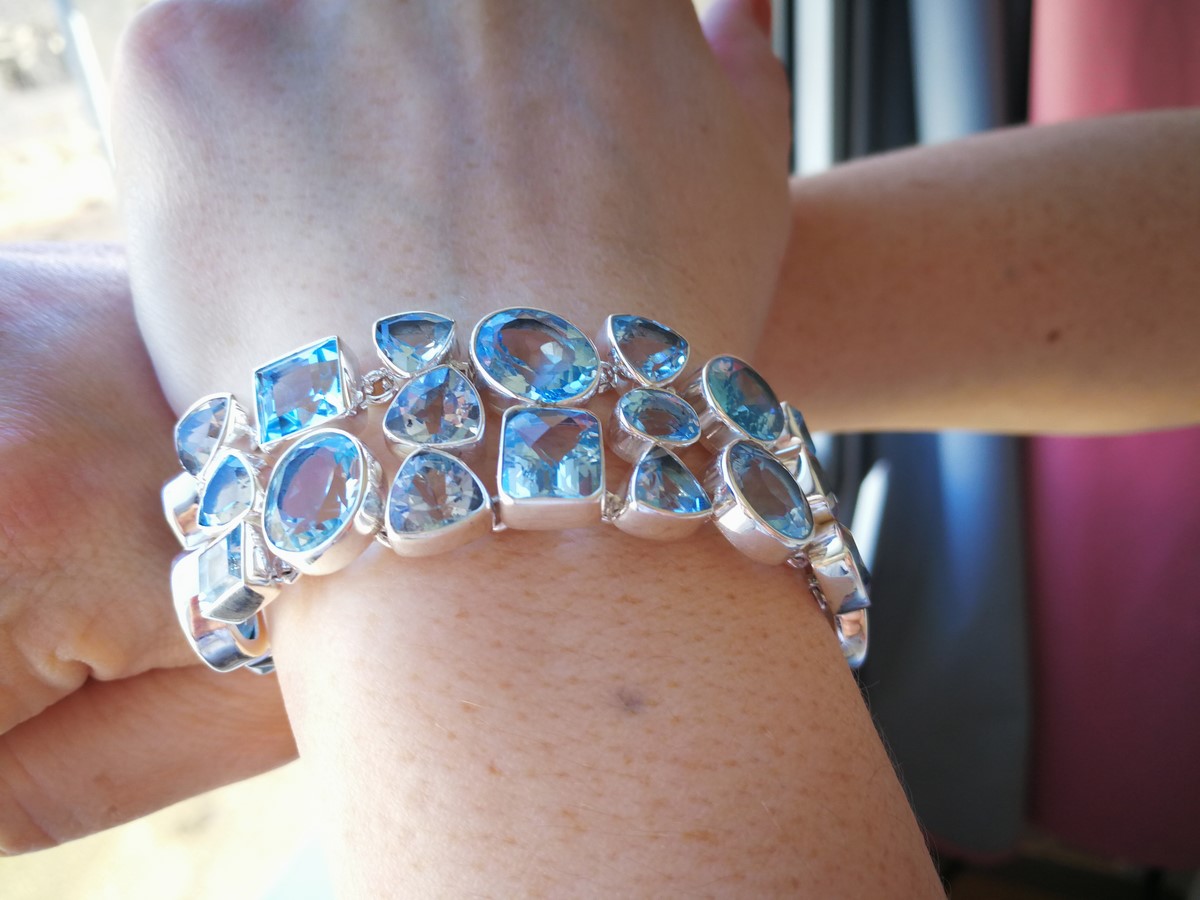 Bracelet En Argent 925 Avec Topazes - Magnifique - Neuf Avec étiquettes