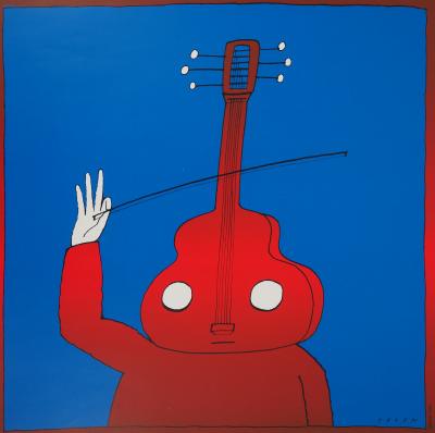 Jean-Michel FOLON : L’homme violon - Lithographie Signée 2