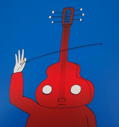 Jean-Michel FOLON : L’homme violon - Lithographie Signée 2