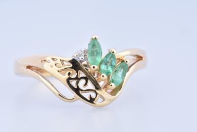 Bague En Or 18 Carats Avec émeraude - Poids 3,63 G - Occasion Portée - Or Jaune