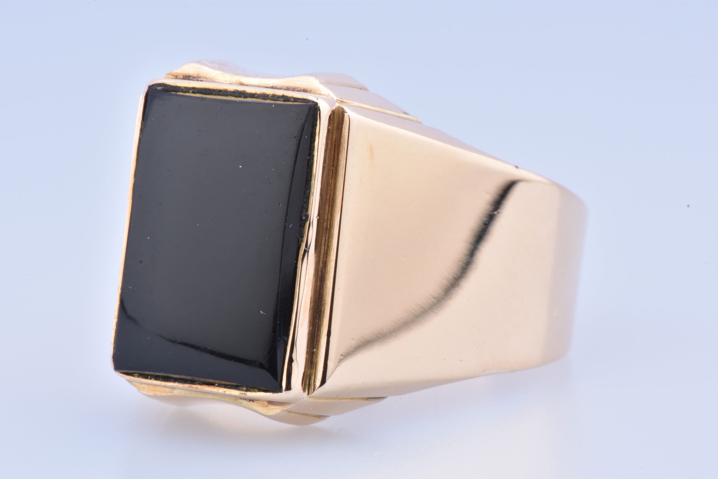 Bague Chevalière Vintage Rectangle - Or Blanc 18 Carats - Taille 53, Circa 1970 - Très Bon état