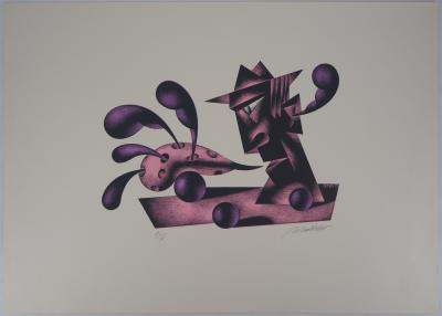 Atanas MIHALTCHEV : Le chant rose - Lithographie Originale Signée 2