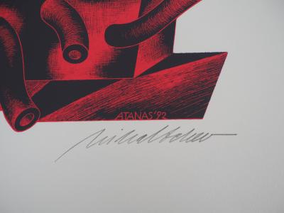 Atanas MIHALTCHEV : Les tentacules rouges - Lithographie Originale Signée 2