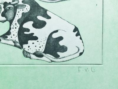 François-Xavier LALANNE - Les Vaches, Gravure originale signée 2