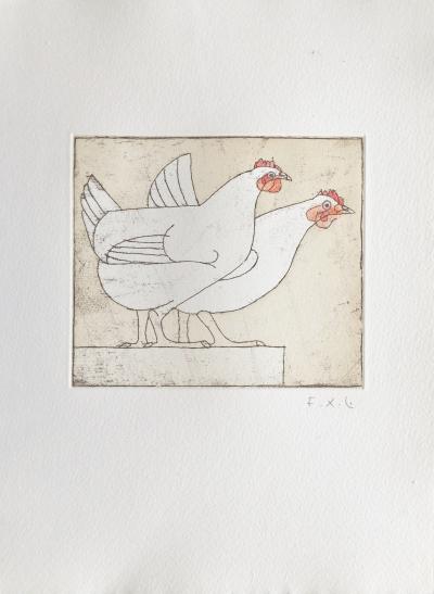 François-Xavier LALANNE - La Poule - 2004 - Gravure originale signée 2