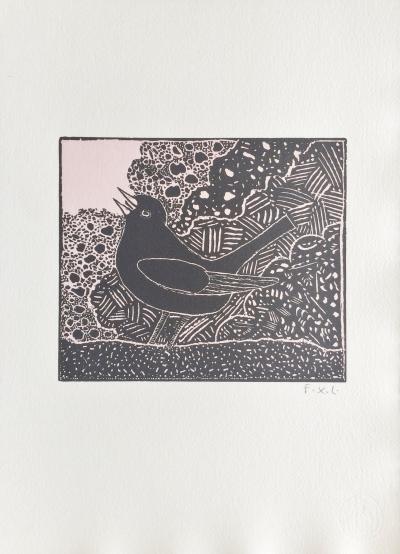 François-Xavier LALANNE - Le Merle, 2003, Gravure originale signée 2