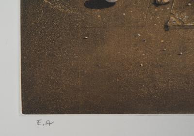 Hiroshi ASADA : Pavement couvert de rosée - Gravure Originale Signée 2