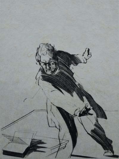 Claude WEISBUCH - Le Horla / Colère de l’écrivain - Pointe sèche originale signée, 15ex, 1979 2