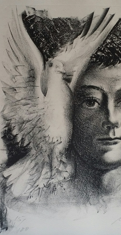 Hans Erni - Enfant à la colombe - Lithographie originale signée au crayon 2