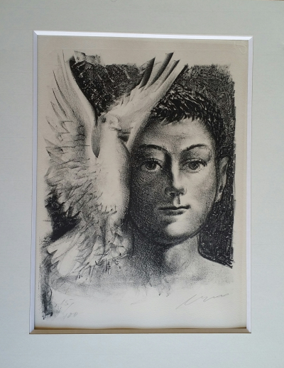 Hans Erni - Enfant à la colombe - Lithographie originale signée au crayon 2