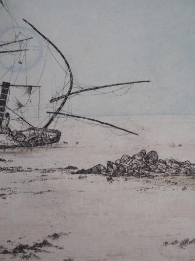 Bernard LOUEDIN : Bateau à voiles - Gravure Originale Signée 2