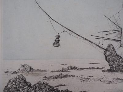 Bernard LOUEDIN : Bateau à voiles - Gravure Originale Signée 2