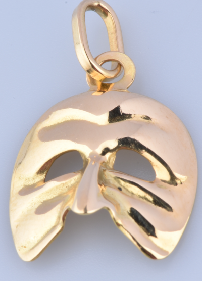 Magnifique pendentif Masque de Venise en or 18 carats (750 millièmes). 2