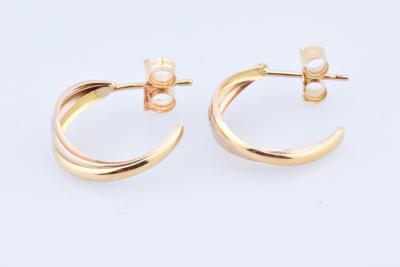 Pair of creole earrings in 18-carat tri-colour gold 2