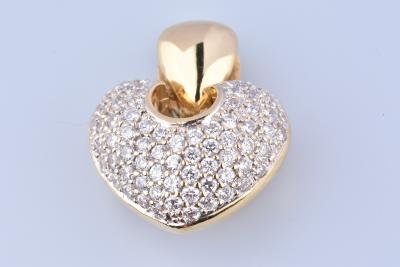 Magnificent heart pendant in 18 carat gold adorned with cubic zirconia 2