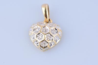 Pendentif En Or 18 Carats Avec Diamants - Thème Amour - Occasion