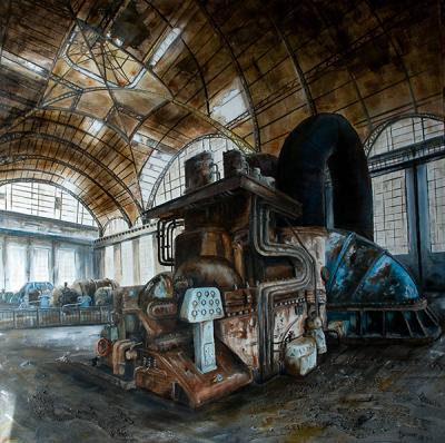 Jean-Pierre BRISSART - La machine sous la verrière, 2015 - Huile sur toile 2