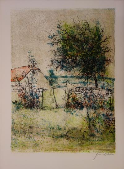 Bernard GANTNER : Cour de ferme - Lithographie originale signée 2