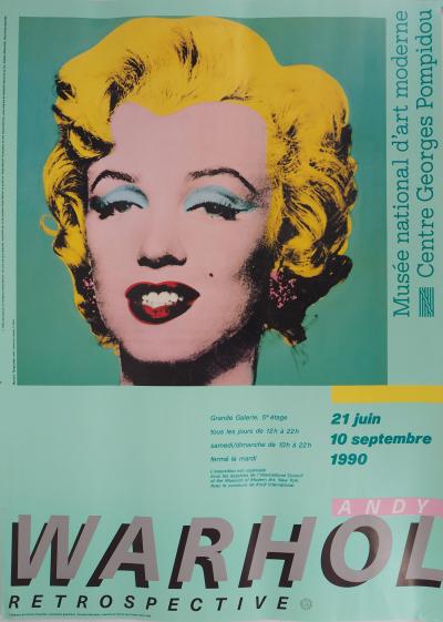 Andy WARHOL (d’après) - Marilyn turquoise,  Pompidou 1990 - Affiche originale d’époque 2