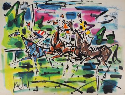 GEN PAUL : Les cavaliers - Aquarelle originale signée 2