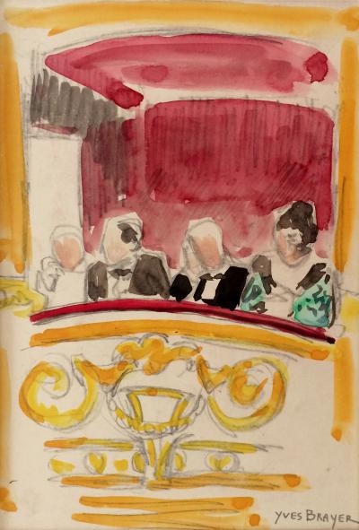 Yves BRAYER - Loge à l’Opéra de Paris, 1964 - Aquarelle signée 2