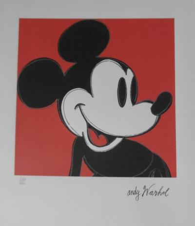 Andy WARHOL(d’après) Mickey Mouse Rouge Lithographie Signée dans la planche et numérotée au crayon 2