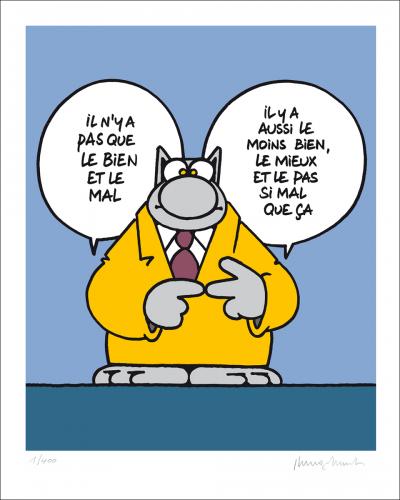Philippe GELUCK - Le Chat : Le bien et le mal  - Sérigraphie signée au crayon 2