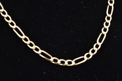 Beau collier homme en or jaune 18 carats (750 millièmes) - Chaine en mailles alternées 1/3.Fermoir mousqueton. 2