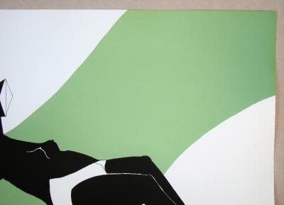 Lynn Russell CHADWICK - Reclining Figure on Green Wave, 1971 - Lithographie originale signée et numérotée 2