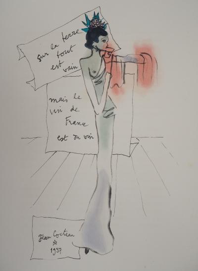 Jean COCTEAU - Vin de France, Lithographie Signée 2