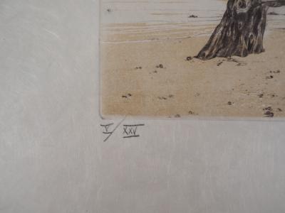 Bernard LOUEDIN : Le massif de la plage - Gravure Originale Signée 2