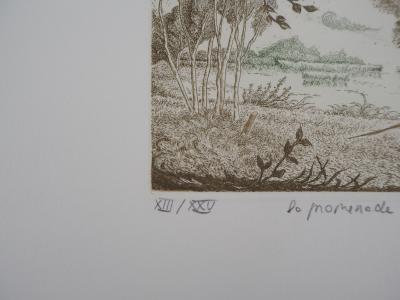 Michel PARADIS : Vue du bois - Gravure Originale Signée 2