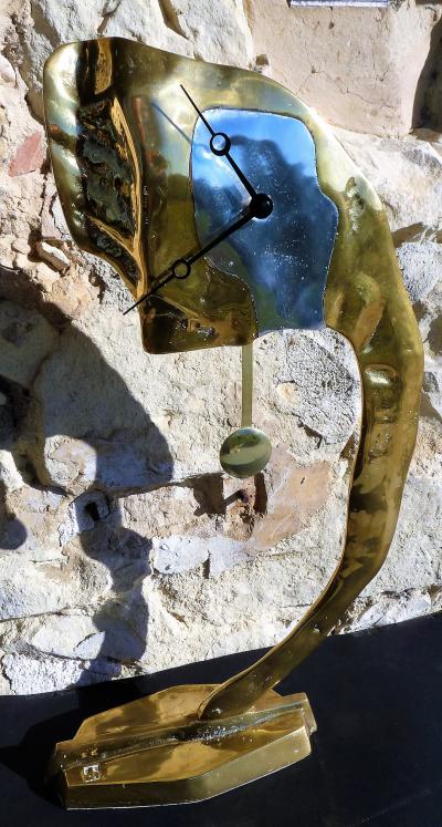 David Marshall (60cm/5kg)-Sculpture-Bronze-Horloge-Pendule-Cachet Artiste-1980 2