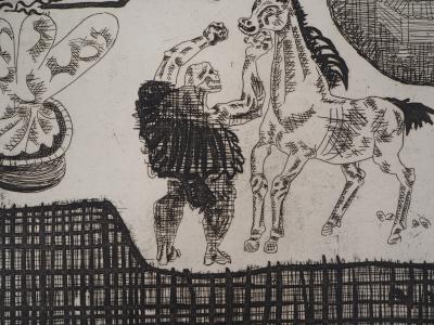 Aimé MONTANDON : La mort harnachant son cheval - Gravure Originale Signée 2