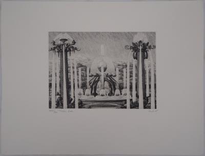 François HOUTIN : Théâtre d’eau, Gravure originale signée 2