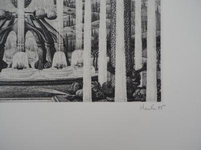 François HOUTIN : Théâtre d’eau, Gravure originale signée 2