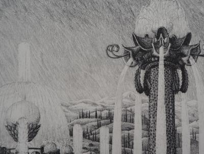 François HOUTIN : Théâtre d’eau, Gravure originale signée 2