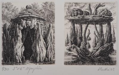 François HOUTIN : 3e et 4ème nymphées - Gravure Originale Signée 2