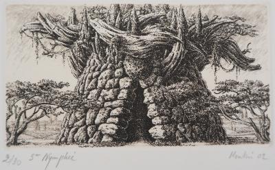 François HOUTIN : 5ème nymphée - Gravure Originale Signée 2