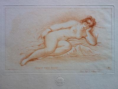 François BOUCHER (d’après) - Femme nue couchée - Gravure 2