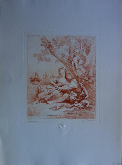 François BOUCHER (d’après) : Couple amoureux - Gravure 2