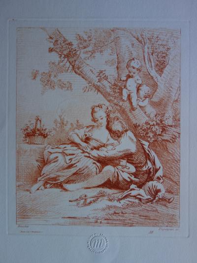 François BOUCHER (d’après) : Couple amoureux - Gravure 2